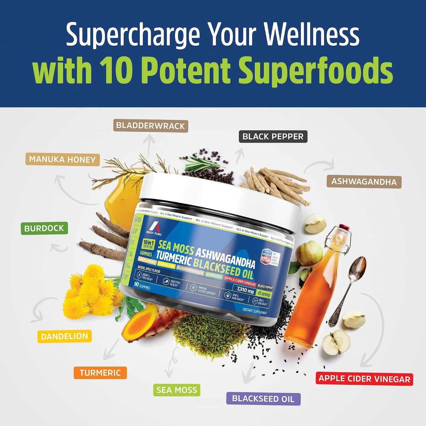 Sea Moss Gummies, 10-in-1 Formula, 90 Count | 45-Day Supply - görsel 5