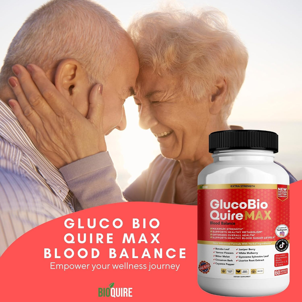 Gluco Bio Quire Max Blood Balance Ultra Food Supplement, 60 Capsules, Maximum Strength, Contributes to Normal Blood Sugar Levels, Supports Overall Health - görsel 6