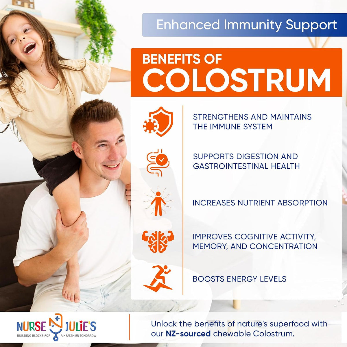 Nurse Julie's Chewable Colostrum for Kids - 120 Chewable Tablets - görsel 3