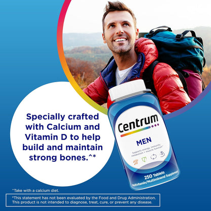 Centrum Multivitamin for Men, Multivitamin/Multimineral Food Supplement with Vitamin D3, B Vitamins and Antioxidants, Gluten-free, Non-GMO Ingredients - 200 Tablets