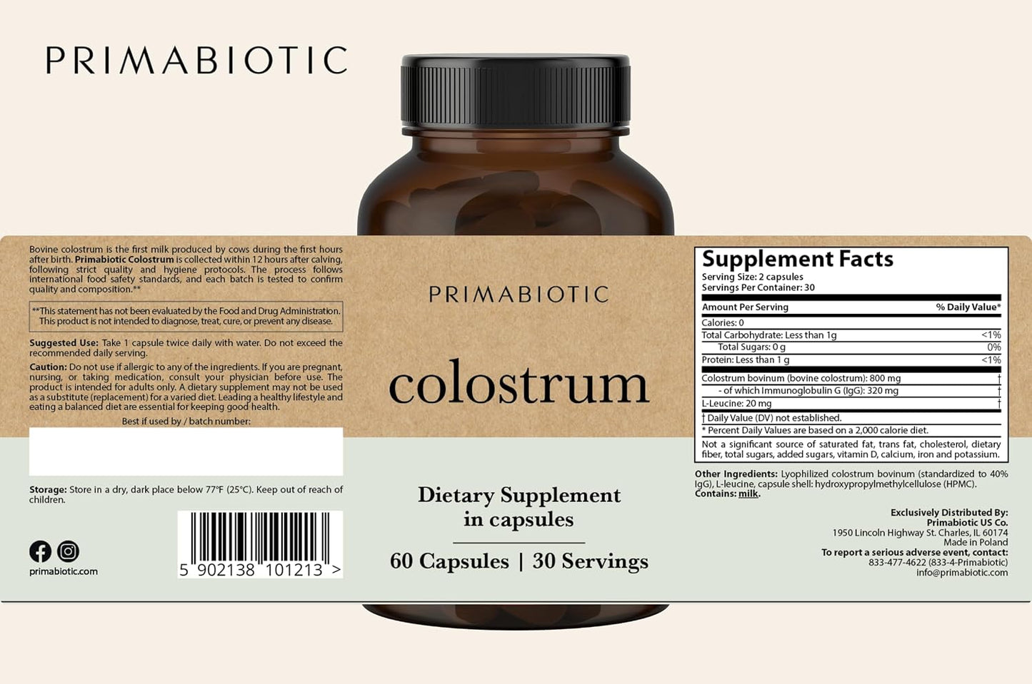 PRIMABIOTIC Colostrum – High Strength Bovine Colostrum Supplement – Pure & Concentrated Capsules – Immune & Gut Support - görsel 8