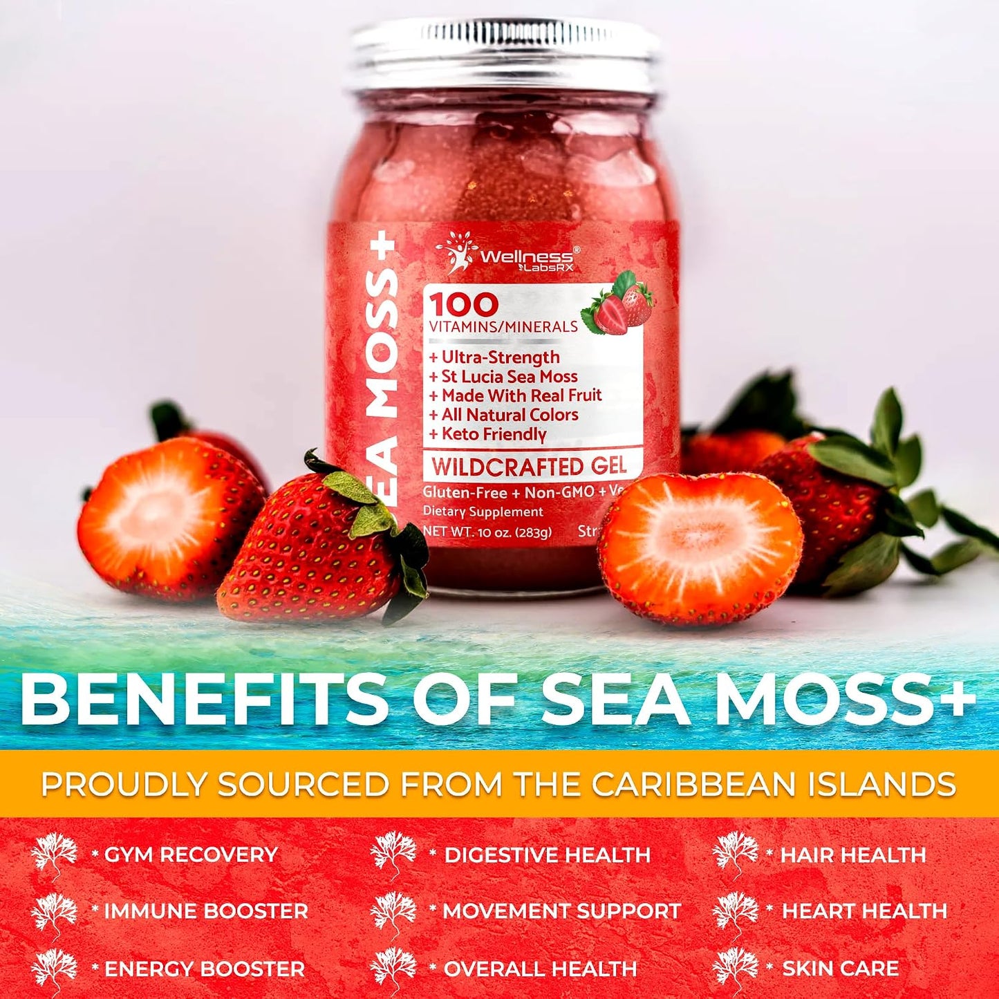 Strawberry Sea Moss Gel – Wildcrafted Irish Sea Moss Superfood, 283 g - görsel 7