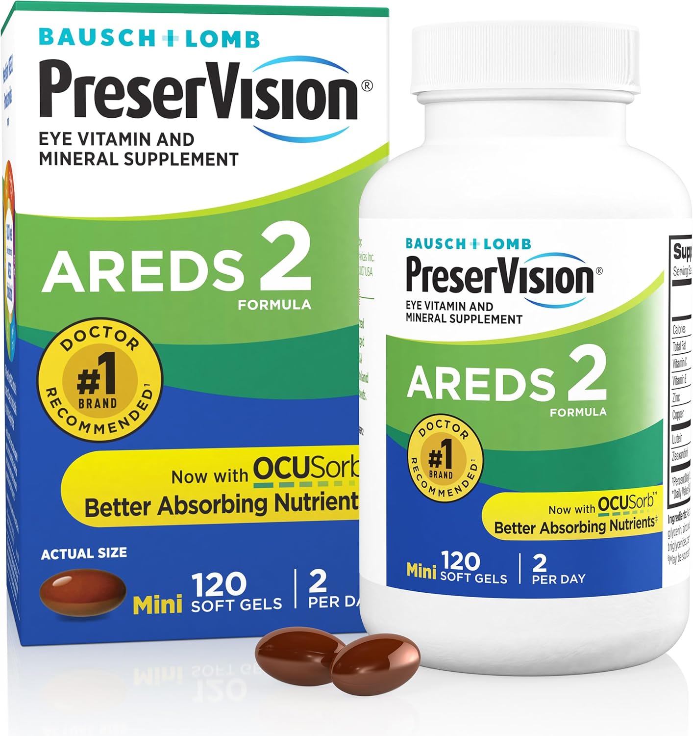 PreserVision AREDS 2 Eye Vitamins - Lutein and Zeaxanthin Supplement with Vitamin C, Vitamin E, Zinc, and Copper - 120 Soft gel capsule Capsules - görsel 1