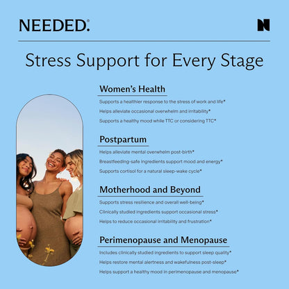 Needed. Stress Support - Herbal Blend for Mood, Energy and Hormonal Balance for Women - 120 Capsules