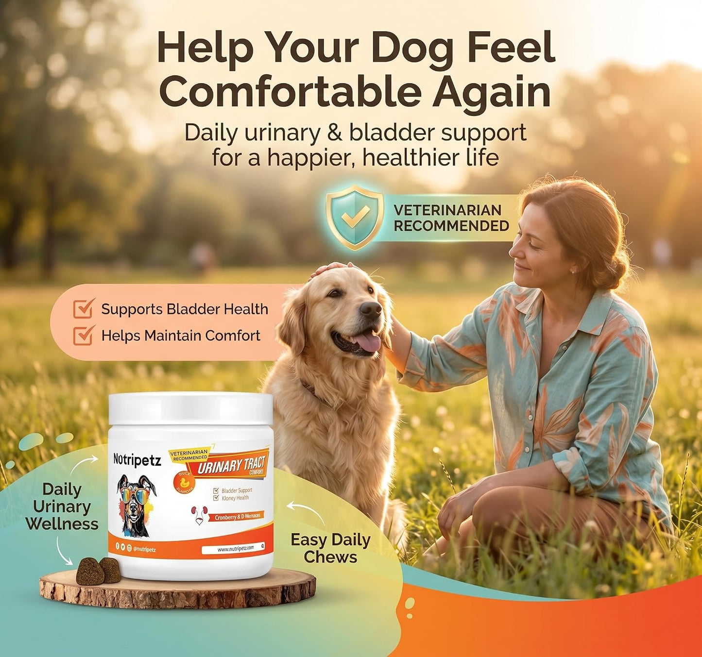 NutriPetz Cranberry Supplement for Dogs - Bladder and Urinary Tract Support - 120 Chews - görsel 4