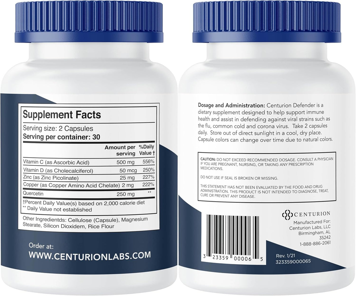Centurion Labs Defender Immunity Boost: 5-in-1 Comprehensive Blend of Quercetin, Zinc, Vitamin D, Vitamin C and Copper, 60 Capsules - görsel 2