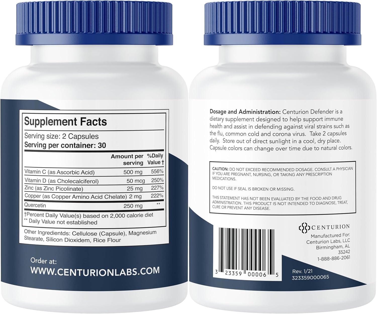 Centurion Labs Defender Immunity Boost: 5-in-1 Comprehensive Blend of Quercetin, Zinc, Vitamin D, Vitamin C and Copper, 60 Capsules - görsel 2