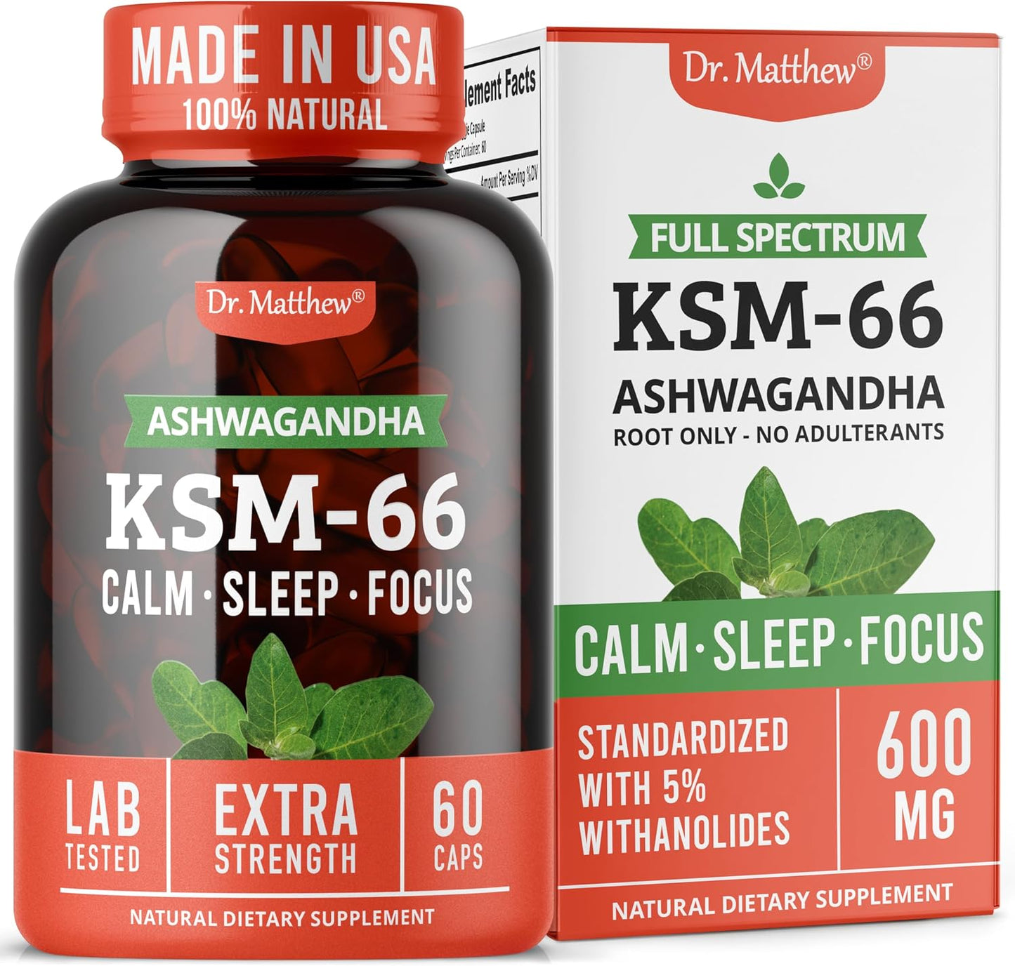 Ashwagandha KSM-66 Organic – KSM-66 Ashwagandha 600mg Root Extract Full Spectrum Capsules | Standardised 5% Withanolides - görsel 1