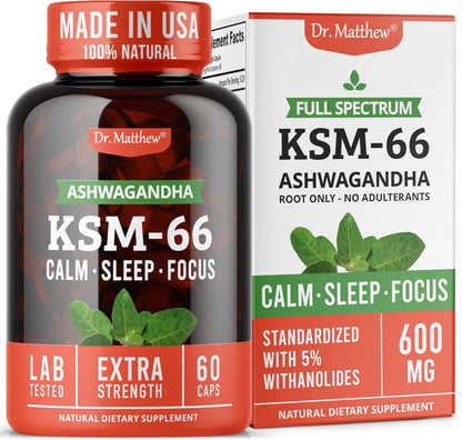Ashwagandha KSM-66 Organic – KSM-66 Ashwagandha 600mg Root Extract Full Spectrum Capsules | Standardised 5% Withanolides