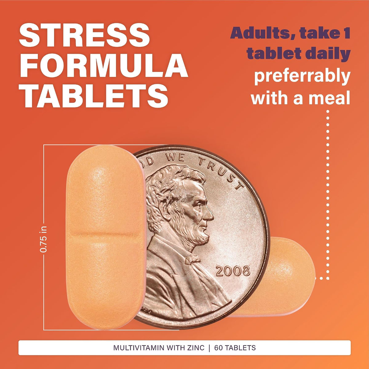 Rugby Multivitamin with Zinc Stress Formula - Food Supplement - 60 Tablets (1 Pack) - görsel 3