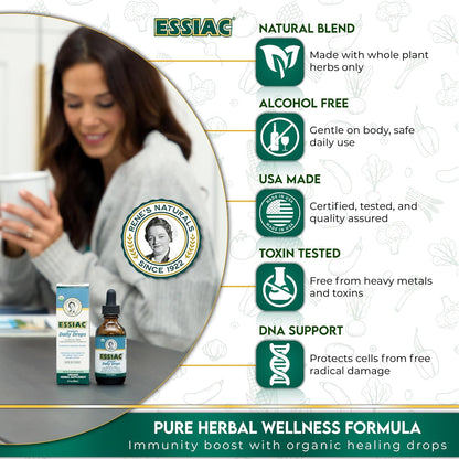 Essiac Original Tea USDA Organic Daily Drops – Alcohol-Free Concentrated Formula, 59ml