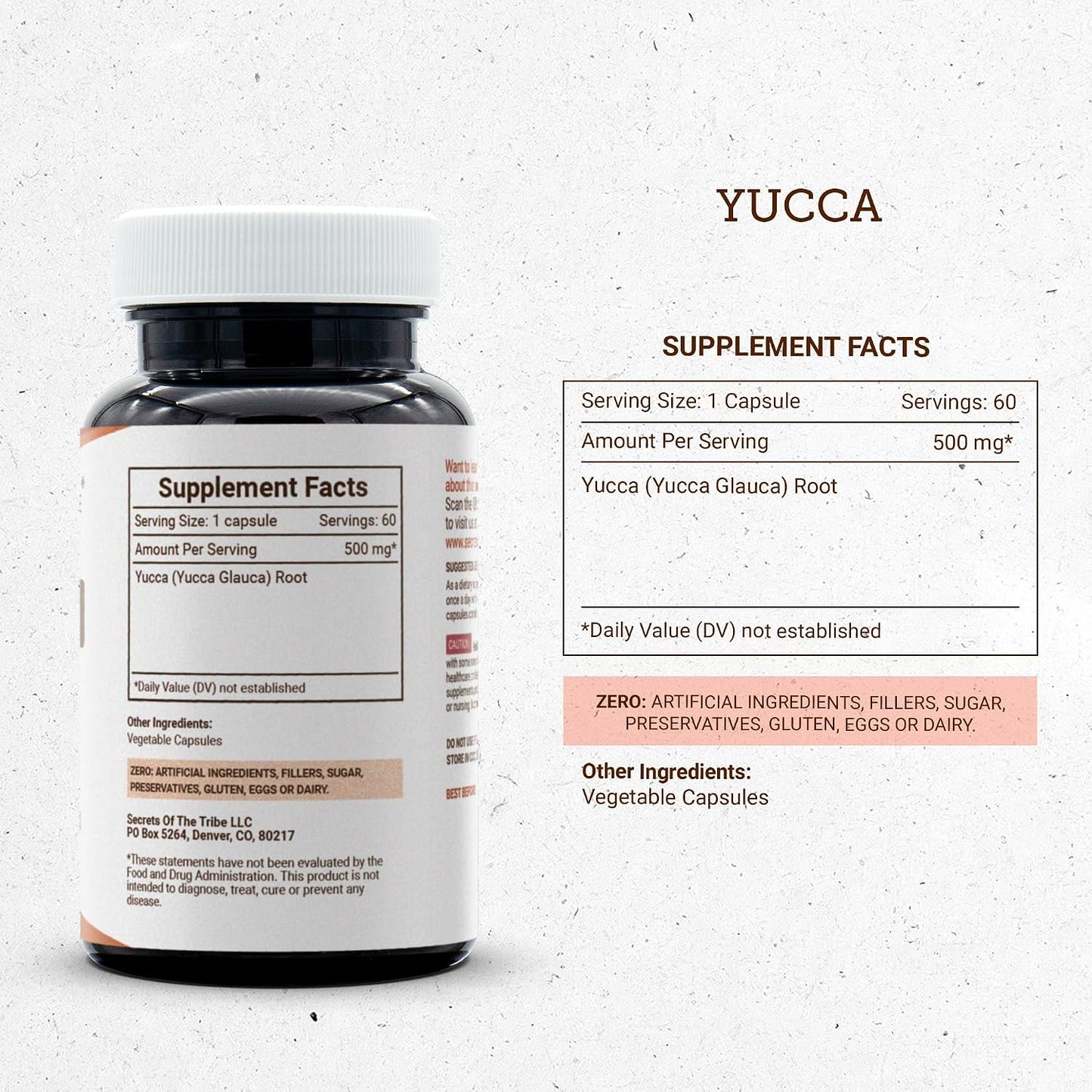 Secrets of the Tribe Yucca 60 Vegetable Capsules – Yucca glauca Dried Root - görsel 3