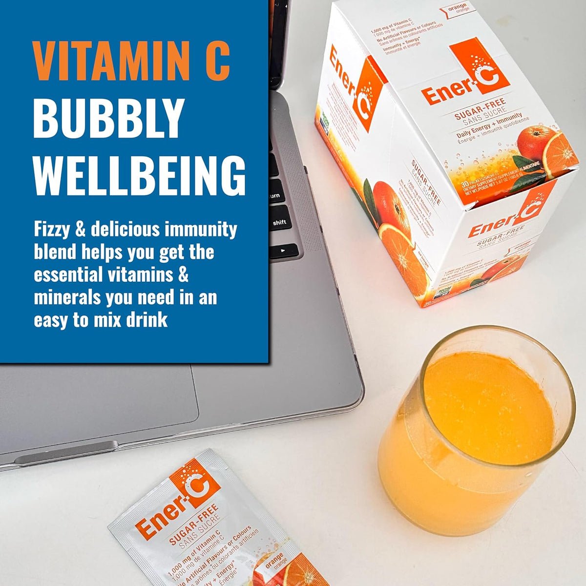 Ener-C Sugar Free Multivitamin Drink Mix, Orange - 30 Sachets - görsel 3