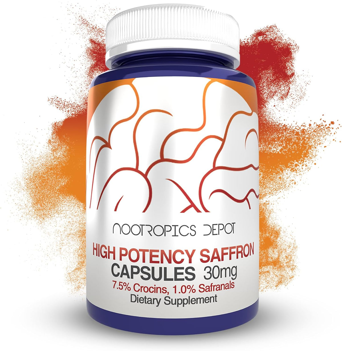 Nootropics Depot High Potency Saffron Extract Capsules | 30mg | Minimum 7.5% Crocins and 1% Safranals | Crocus sativus | 180 ct - görsel 1
