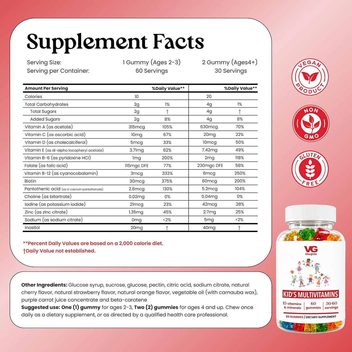 VITA Globe Kids Complete Multivitamin Gummies – 120 Gummies (Pack of 2) - görsel 2