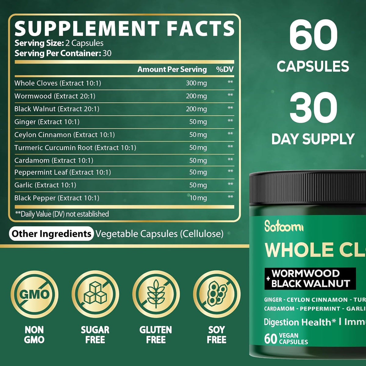 Satoomi 10in1 Clove Supplement - 60 Capsules - görsel 2