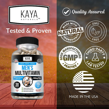 Kaya Naturals Multivitamin for Men, Prostate Support, 30 Vegetable Capsules