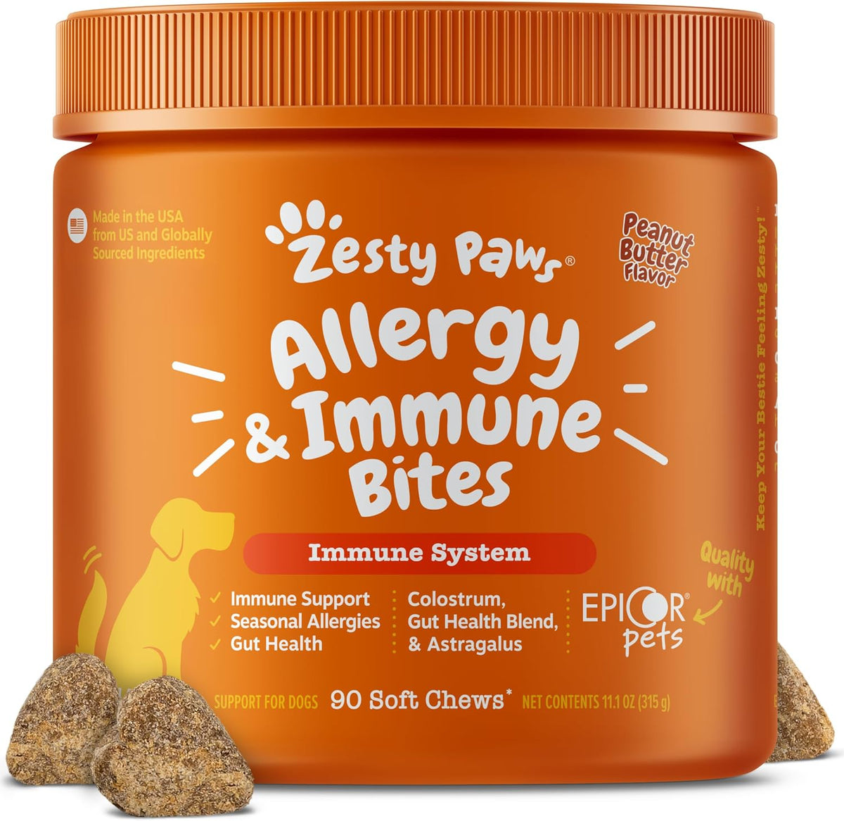 Zesty Paws Puppy Allergy Immune Bites – Dog Allergy Chews with Probiotics for Itchy Skin and Ears, Lamb, 90 Count - görsel 7