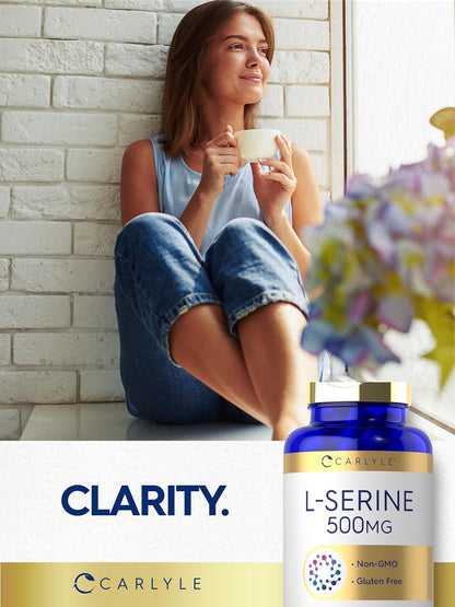 Carlyle L-Serine Capsules 500 mg | 120 Count | Non-GMO & Gluten-free Supplement