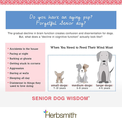 Herbsmith Senior Dog Wisdom – Cognitive Support for Senior Dogs – DHA for Brain Health – 150g