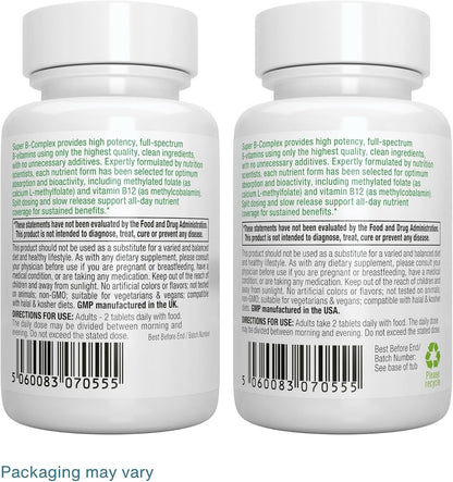 Igennus High Absorption Super B-Complex - Methylated & Active B Vitamins, Sustained Release, 60 Tablets