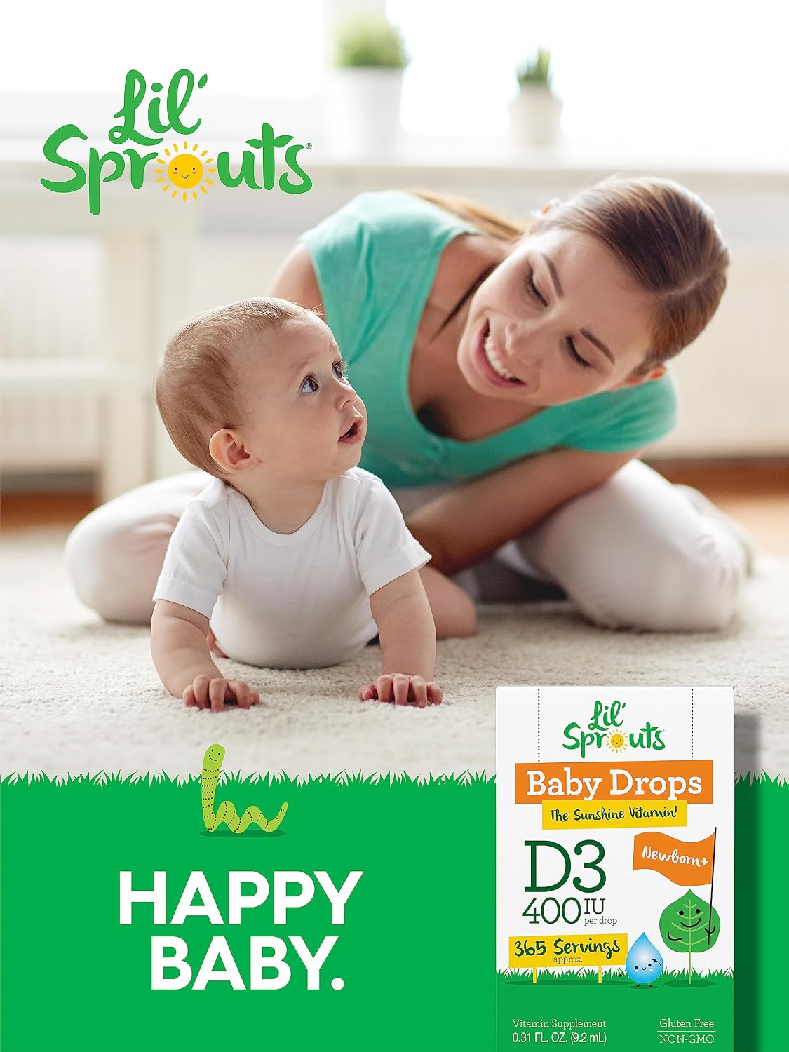 Carlyle Baby Vitamin D3 Liquid Drops | 400 IU | 0.31 fl oz (9.2 mL) 1 Year's Supply | Vegetarian, Non-GMO, Gluten-free - görsel 6