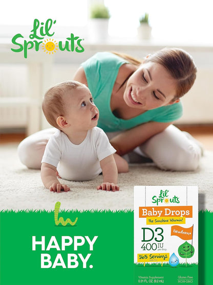 Carlyle Baby Vitamin D3 Liquid Drops | 400 IU | 0.31 fl oz (9.2 mL) 1 Year's Supply | Vegetarian, Non-GMO, Gluten-free