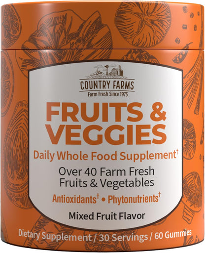 COUNTRY FARMS Fruit and Veg Gummies - Whole Food Supplement with Over 40 Farm Fresh Fruits & Vegetables – Image 1