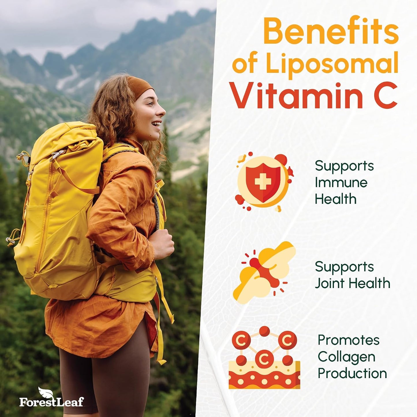 ForestLeaf Liposomal Vitamin C 1400mg Capsules – High-dose Vitamin C Supplement with Coconut Oil for Fast Absorption – 120 Vegan Capsules - görsel 3
