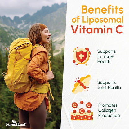 ForestLeaf Liposomal Vitamin C 1400mg Capsules – High-dose Vitamin C Supplement with Coconut Oil for Fast Absorption – 120 Vegan Capsules