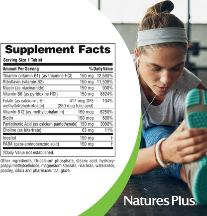 NaturesPlus Mega B-150 Complex - 90 Sustained-Release Vegetarian Tablets - High Potency B Complex Supplement