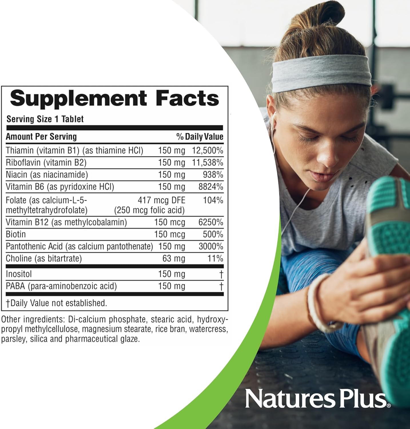 NaturesPlus Mega B-150 B-Complex Supplement - Sustained Release - 180 Tablets (2-Pack) - görsel 5