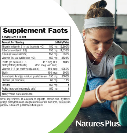NaturesPlus Mega B-150 B-Complex Supplement - Sustained Release - 180 Tablets (2-Pack)
