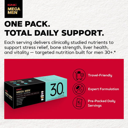 GNC Men's 30+ Vitapak Programme – 5-in-1 Daily Multivitamin with Minerals, Bone Support & Relaxation