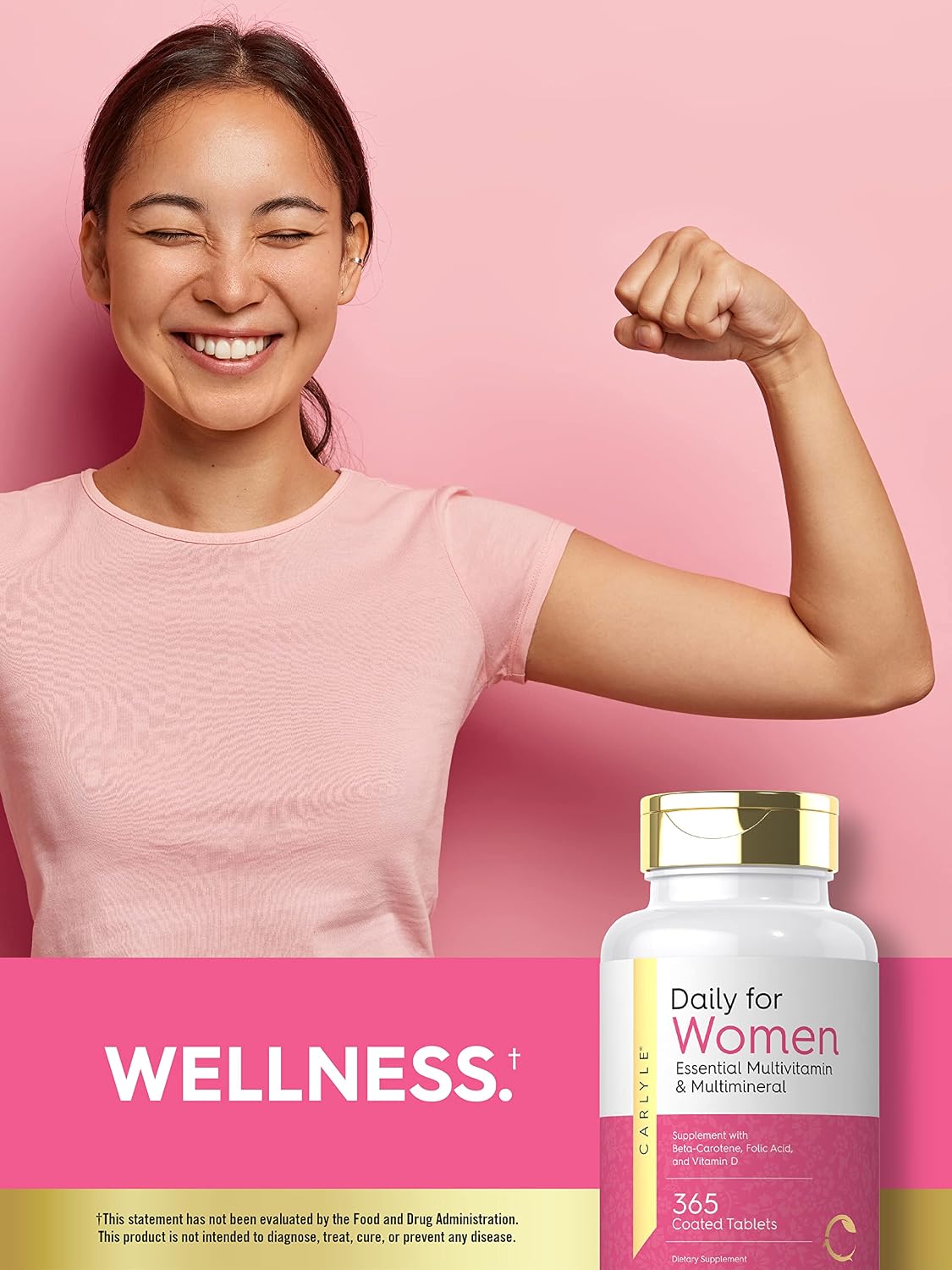 Carlyle Multivitamin and Multimineral for Women | 365 Tablets | Daily Supplement with Beta-Carotene, Folic Acid and Vitamin D | Non-GMO, Gluten-free - görsel 6