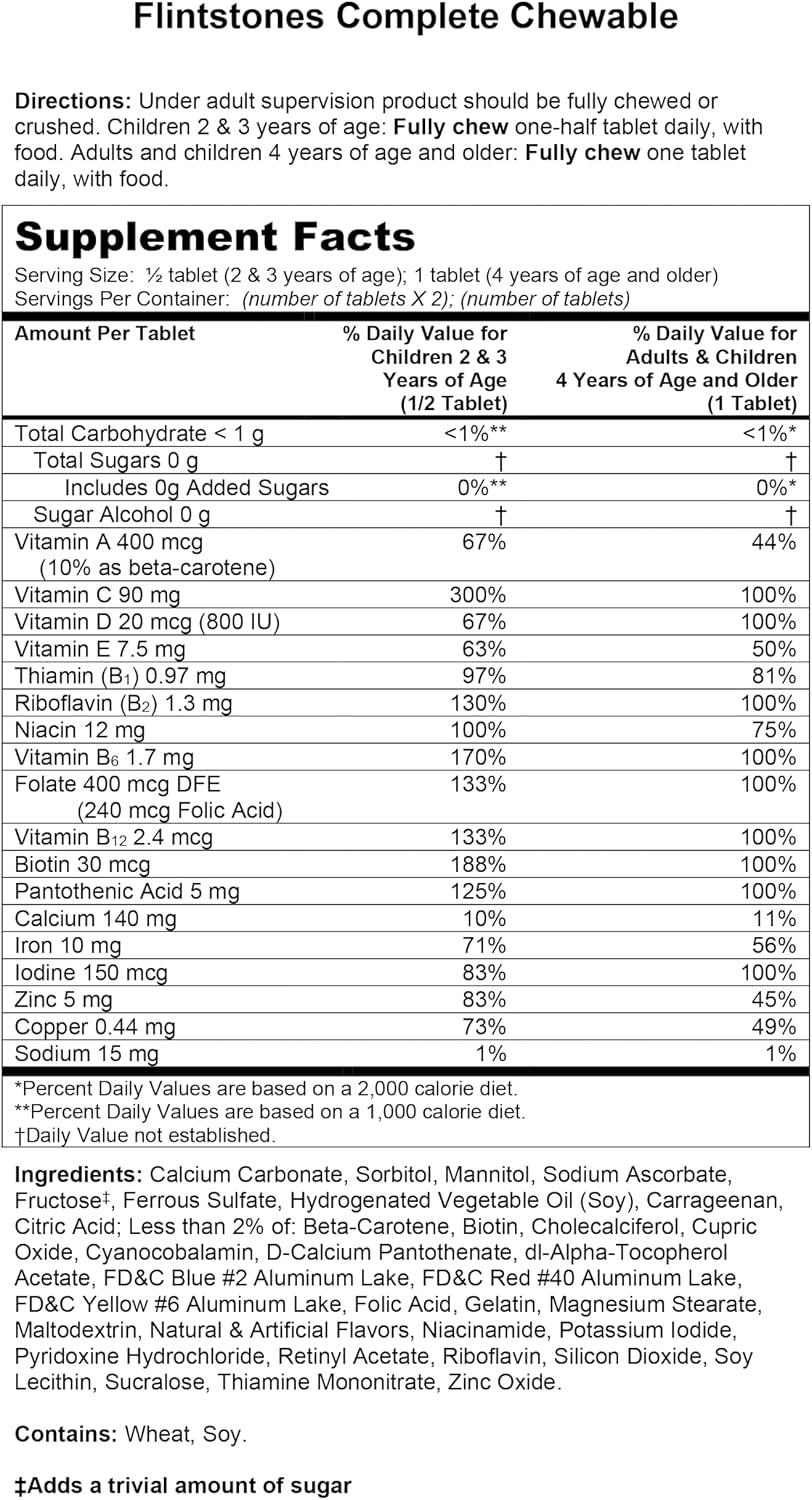 Flintstones Vitamins Complete Multivitamin Chewable Tablets, 90 Tablets - görsel 3
