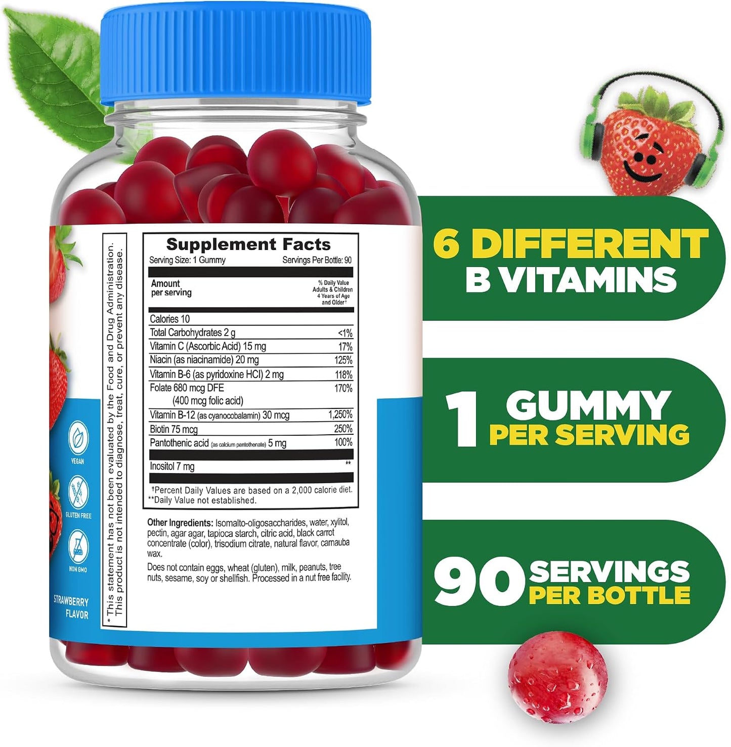 Lifeable Sugar-Free Vitamin B Complex for Kids - 90 Gummies - görsel 2