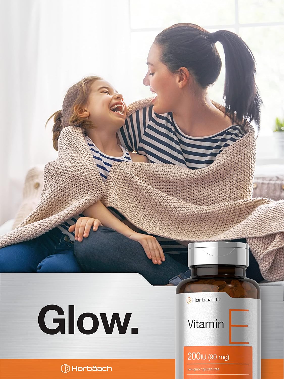 Horbäach Vitamin E Soft gel capsule Capsules 200 IU | 90 mg Supplement | 200 Count | Non-GMO and Gluten-free Formula - görsel 6
