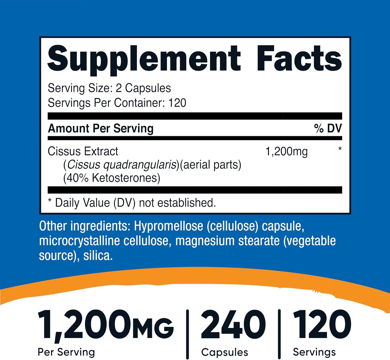 Nutricost Cissus Quadrangularis (1200mg) 240 Capsules - görsel 2