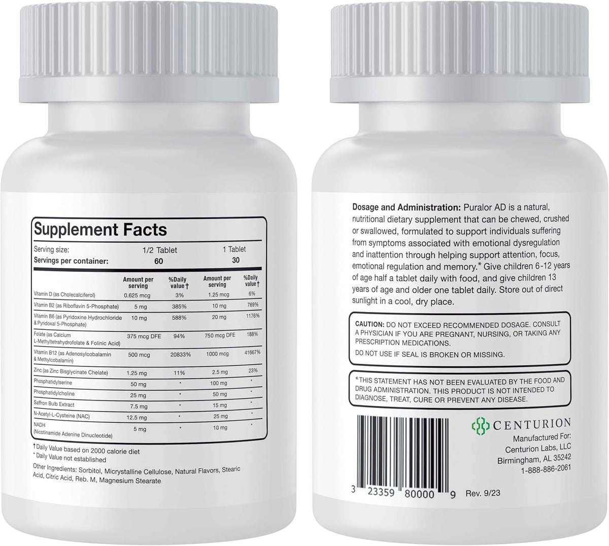 Centurion Premium Puralor AD, Cognitive and Focus Supplement for Children with Saffron, Folate, Vitamin C, D and Zinc, 30 Chewable Tablets - görsel 2