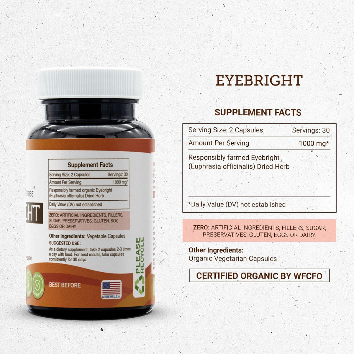 Secrets of the Tribe Eyebright 60 Capsules, 1000 mg - görsel 3