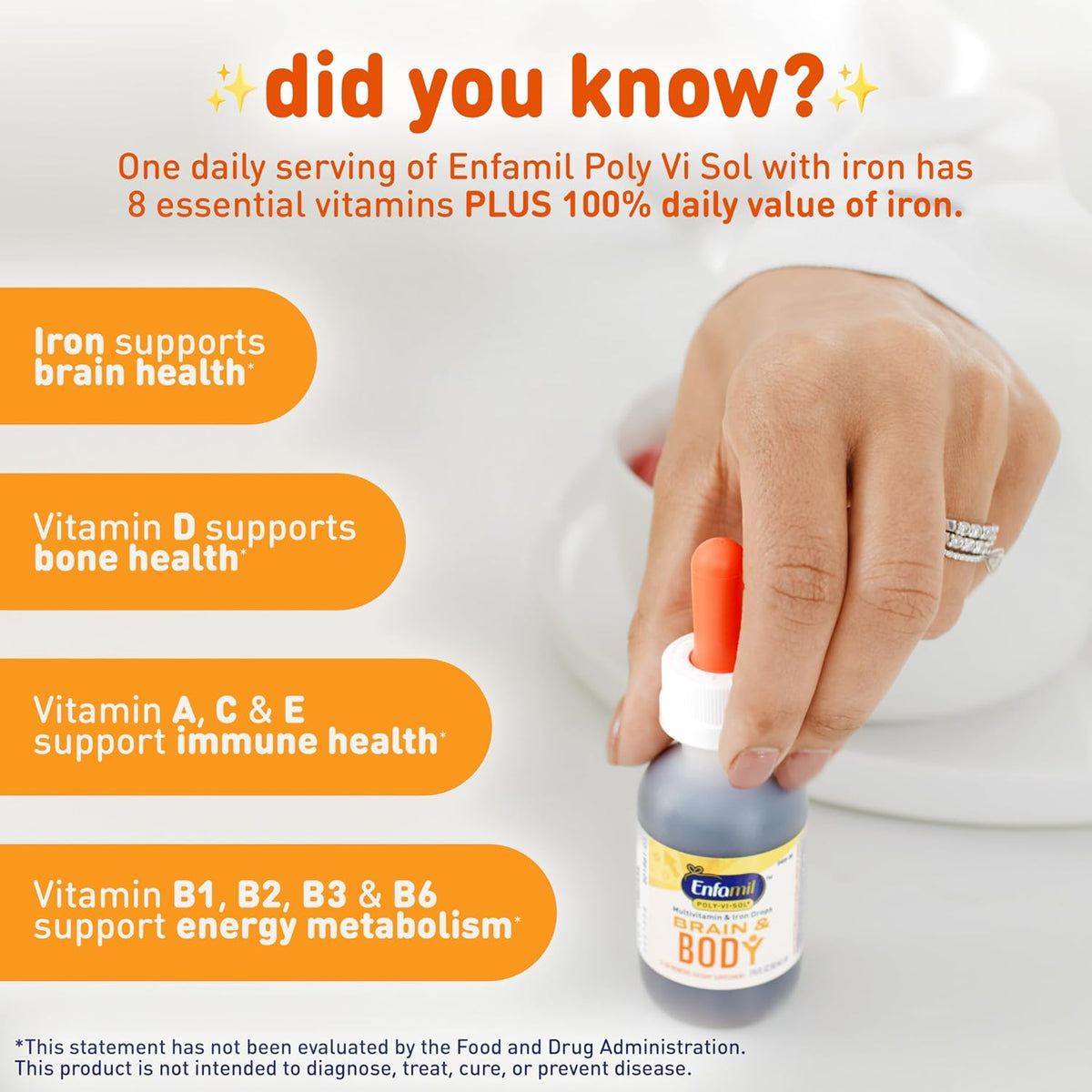 Enfamil Poly-Vi-Sol with Iron Liquid Multivitamin Drops, Supports Growth & Development, 50mL (Pack of 3) - görsel 3
