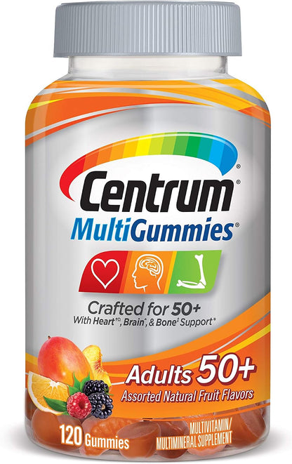 Centrum Multivitamin Gummy for Adults 50 Plus, Assorted Flavour, 120 Count