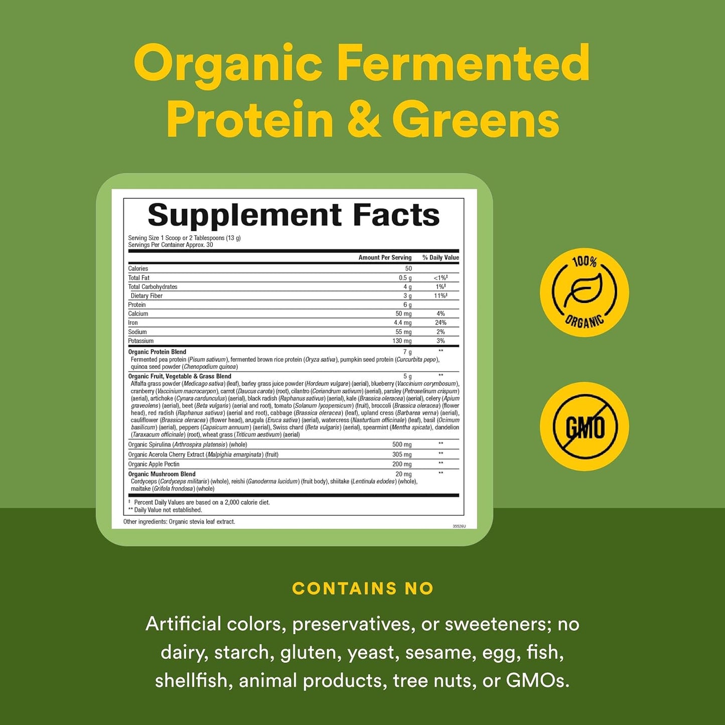 Whole Earth & Sea Organic Fermented Greens, Vegan Wholefood Supplement, Unflavoured, 13.8 oz (391 g) - görsel 4