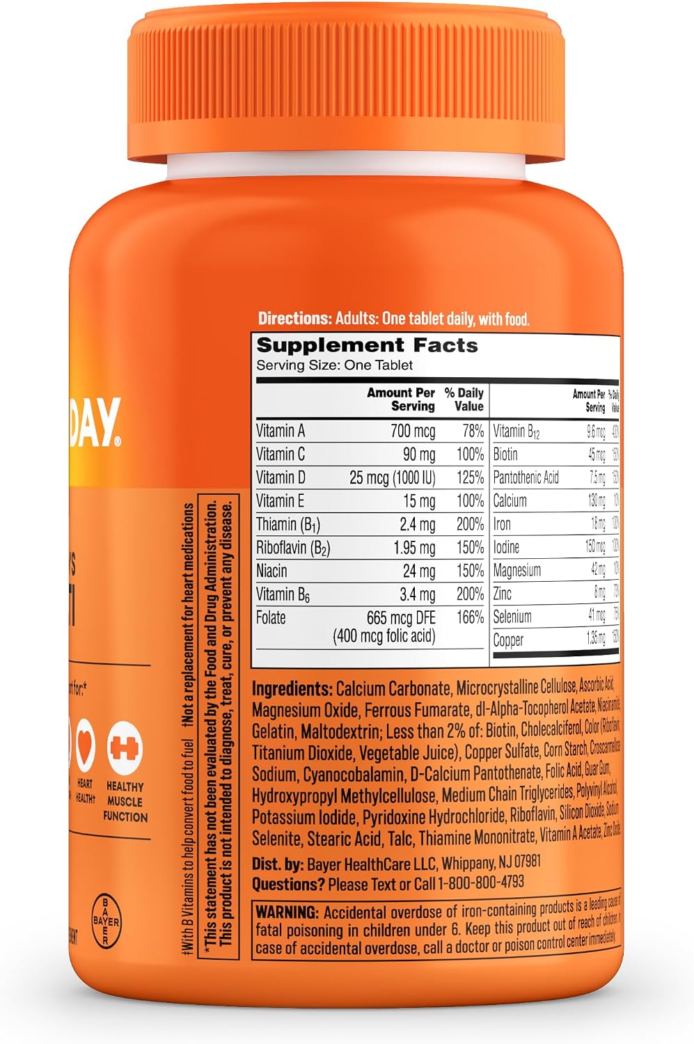 One A Day Multivitamin for Women — Daily Women’s Vitamins with Biotin, Calcium, Folic Acid, Iron & Zinc, 200 Tablets - görsel 7