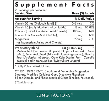 Michael's Health Lung Factors – 60 Vegetarian Tablets – Nutrients for Lung Function