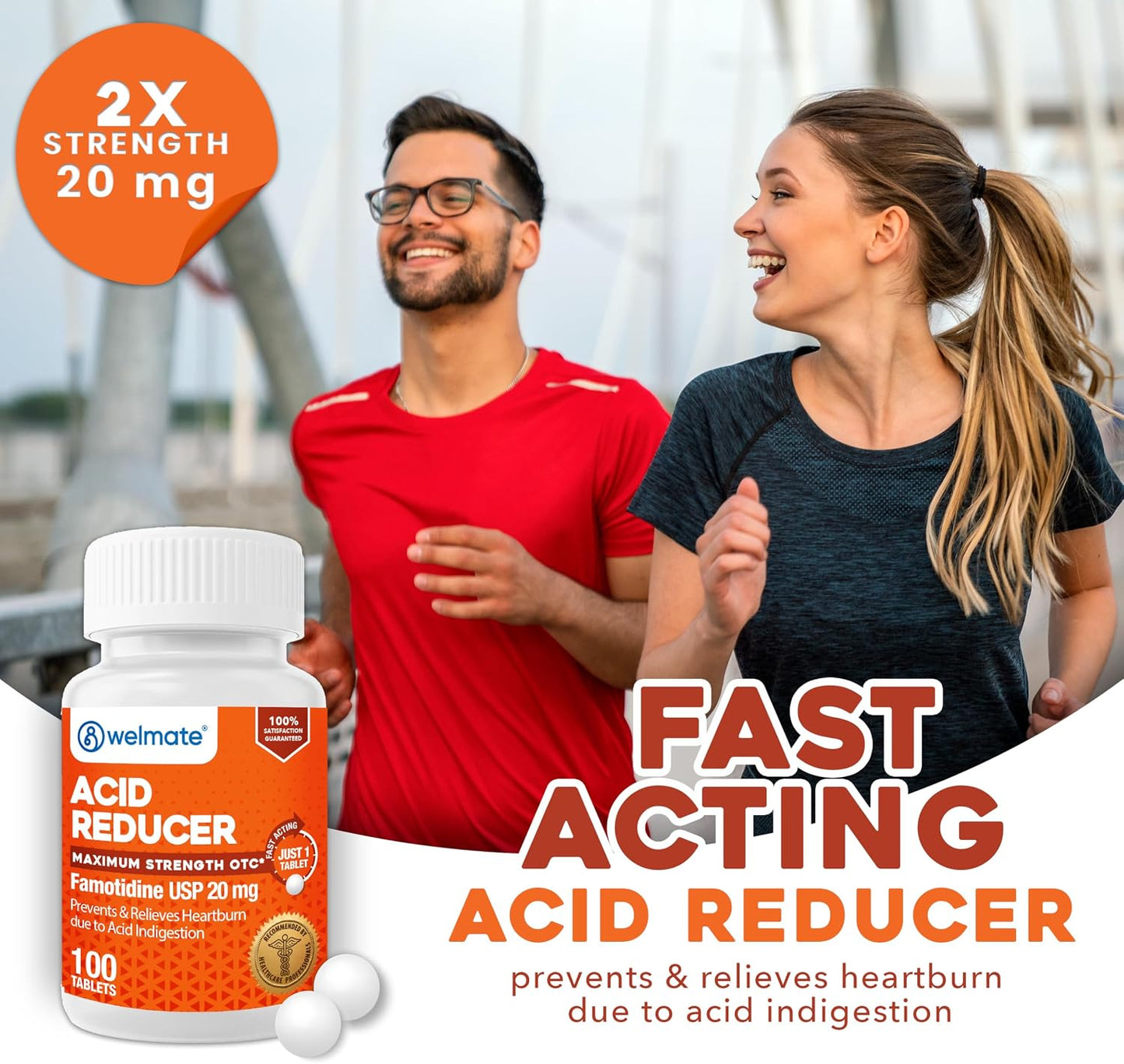 WELMATE Famotidine Acid Reducer 20 mg - Maximum Strength Heartburn Relief - 100 Tablets - görsel 5