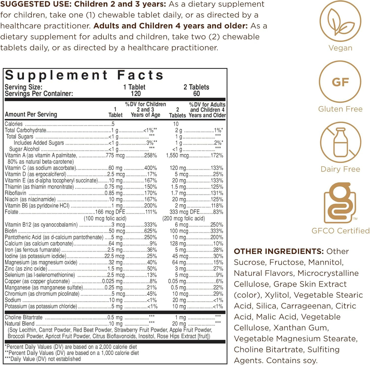 Solgar Kangavites Multivitamin and Mineral Chewable Tablets, Bouncin' Berry Flavour, 120 Tablets - görsel 2