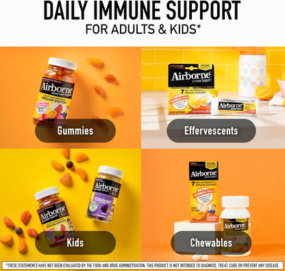 Airborne Kids Immune Support Gummies, Mixed Fruit Flavour, 21 Count