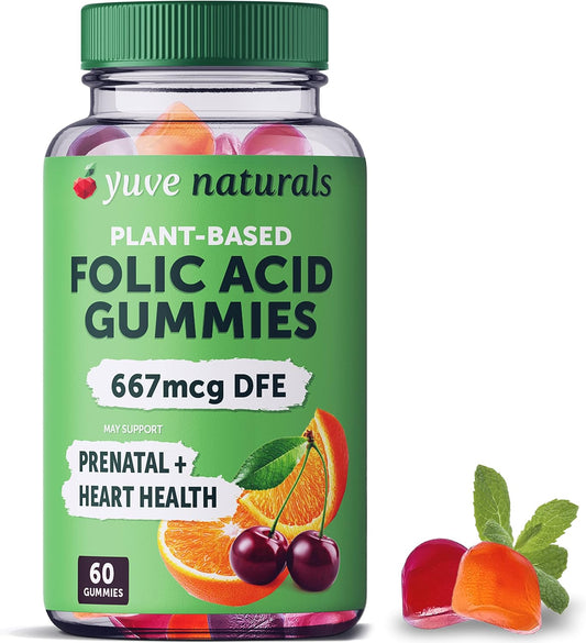 Yuve Prenatal Gummies – Folic Acid 667 mcg DFE – Vegan & Natural – 60 Count
